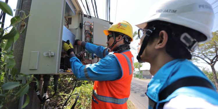 PetugasPLN mengecek instalasi listrik.