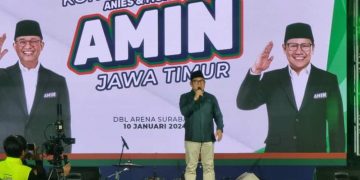 Cak Imin memberikan orasi di depan pendukungnya hingga sebut PAN partai Koalisi.