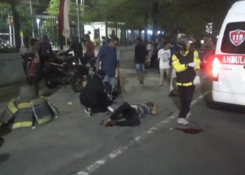 Kendarai Motor Dalam Kondisi Mabuk, Pemotor Terkapar Serempet Gerobak Bakso