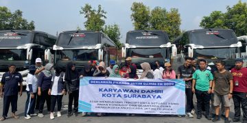 Ratusan Karyawan PO Damri Surabaya Komitmen Jaga Pilkada Aman dan Damai